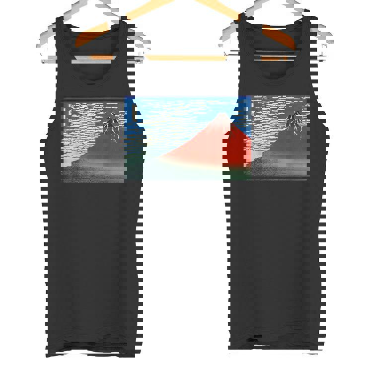 晴天の赤富士山 日本風景アートプリント タンクトップ