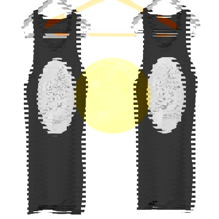 月 に映る 鳥獣戯画 兎 デザイン ウサギ うさぎ メンズ レディース キッズ 和風 和柄 グラフィック タンクトップ