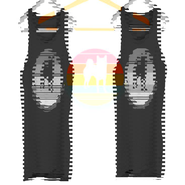 柴犬 シルエット レトロ ヴィンテージ 犬 オーナー レディース メンズ タンクトップ