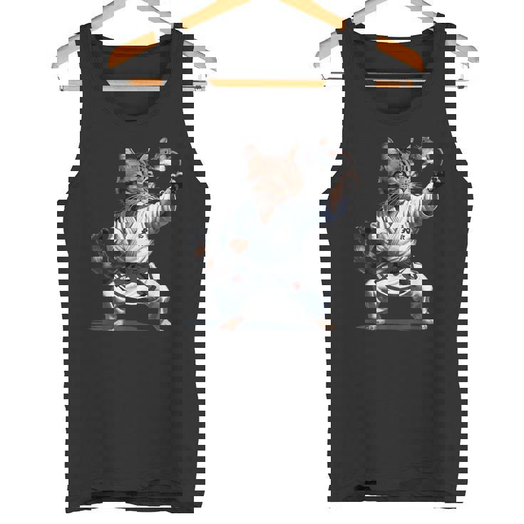 格闘技 猫 空手 黒帯 おもしろ戦闘機 タンクトップ