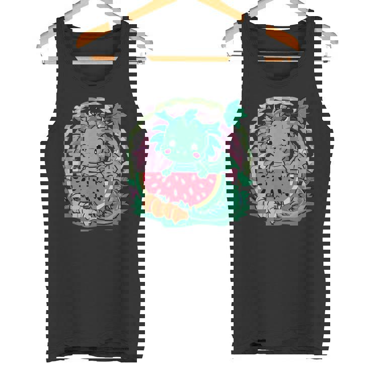 桃とスイカの漫画かわいいドラゴン タンクトップ