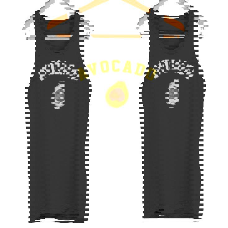 楽しいアボカドの面白いカレッジチームロゴ 英語の言葉 タンクトップ