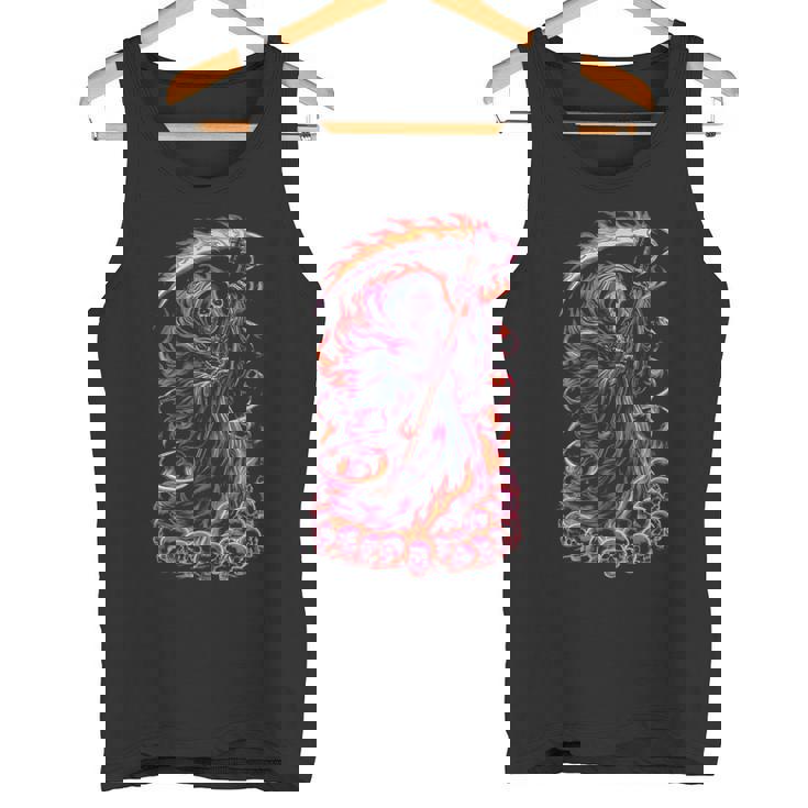 死神 死闘と頭蓋骨 明るいゴス タンクトップ