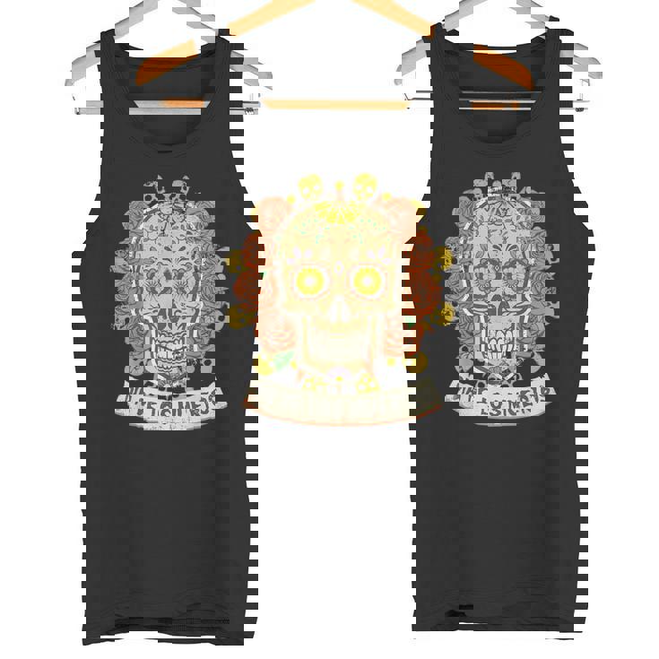 死者の日メキシカンシュガースカルフローラルセレブレーション タンクトップ