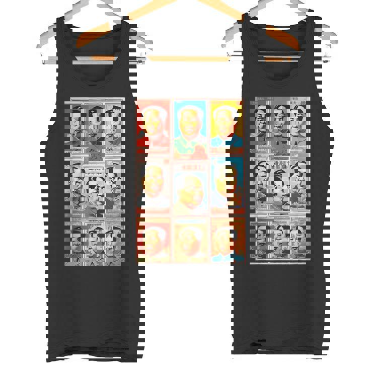 毛沢東ポップアートグリッド-9カラフルな肖像画と書道 タンクトップ