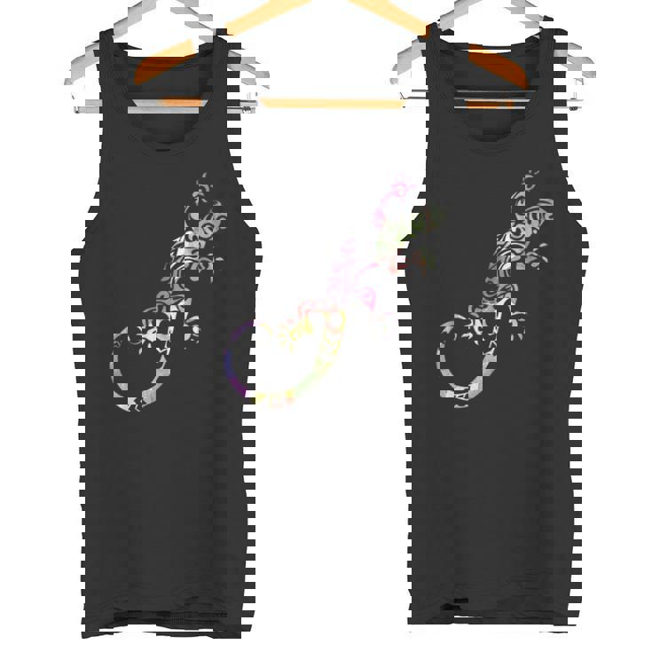 水彩絵の具トカゲ動物爬虫類恋人ヤモリ タンクトップ