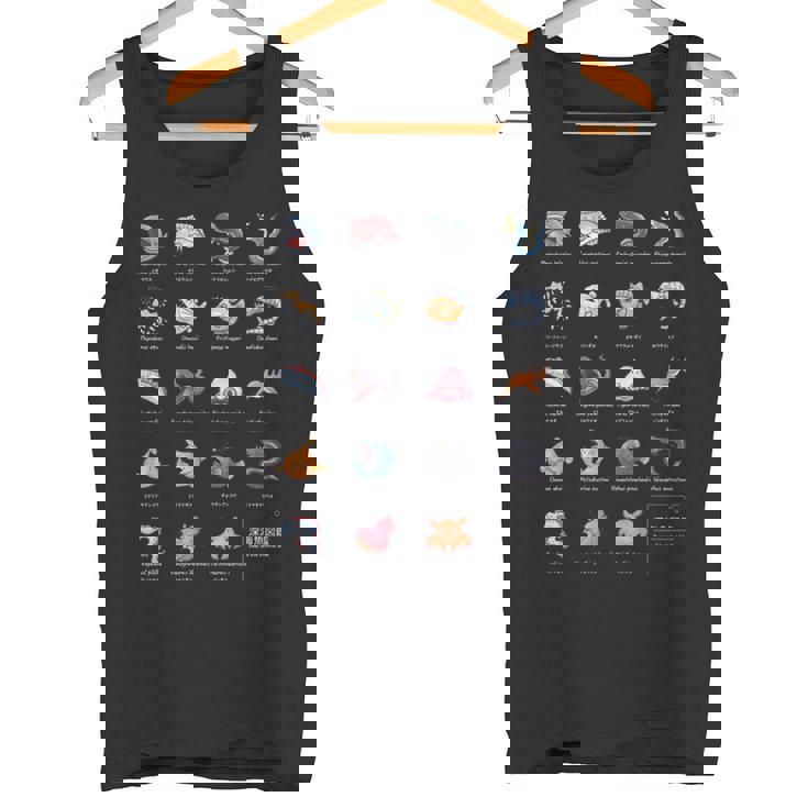 深海魚図鑑_文字白 長袖tシャツ タンクトップ
