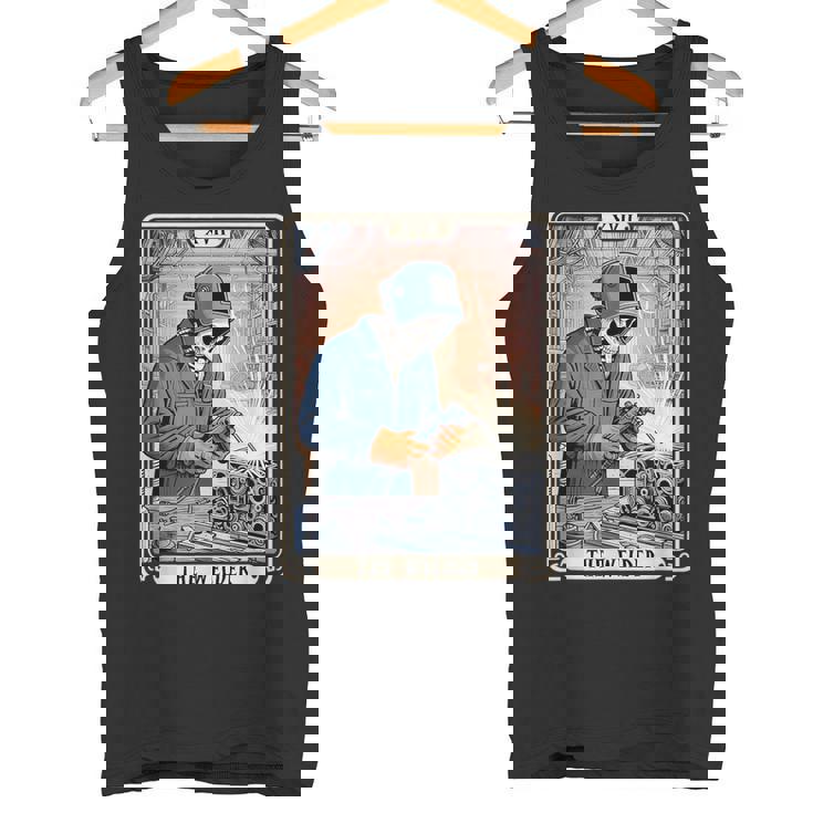 溶接機 溶接 タロット カード スケルトン 面白い 金属製 労働者 タンクトップ