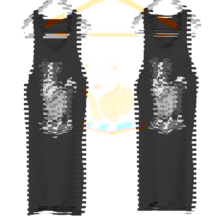 漫画の外観のかわいいボーダーコリー タンクトップ