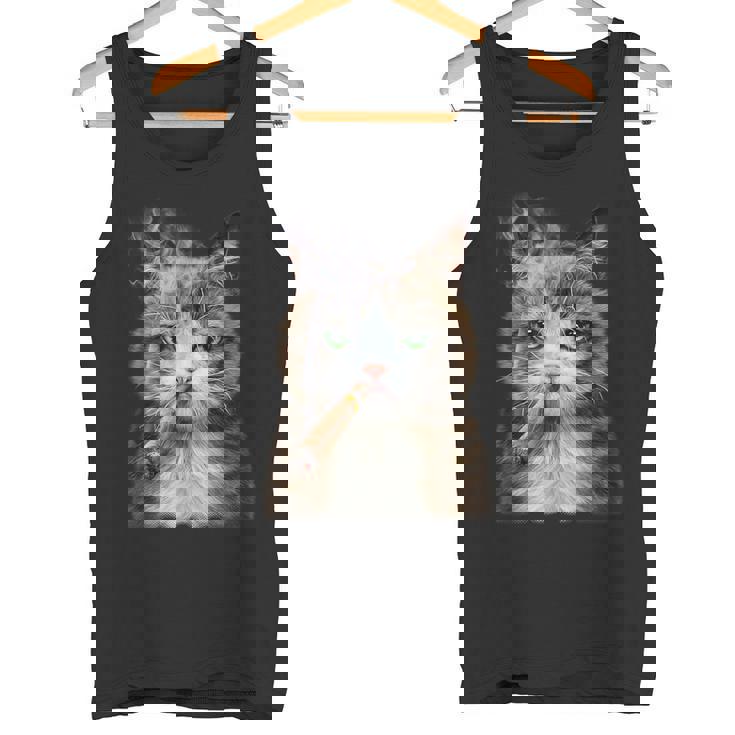 煙草を吸うネコ 猫 たばこ ねこ タンクトップ