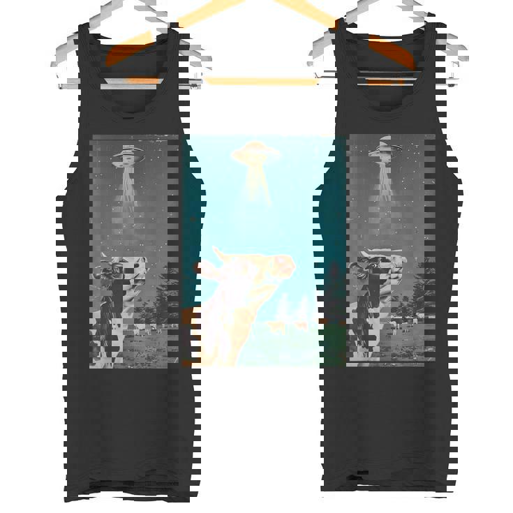 牛とufo ヴィンテージ 面白い アート レトロ グラフィック タンクトップ