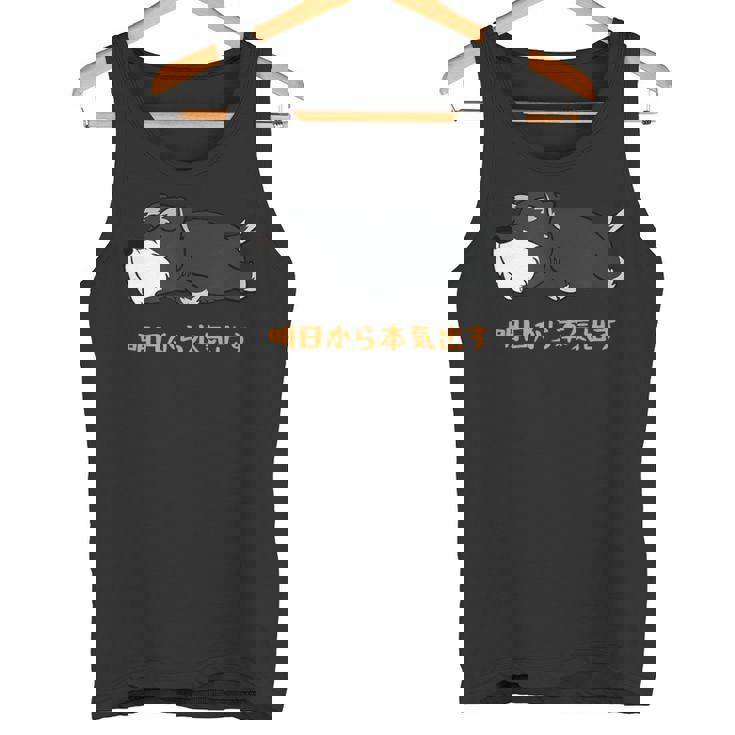 犬 おもしろ 明日から本気出すから 可愛い シュナウザー ミニチュアシュナウザー タンクトップ