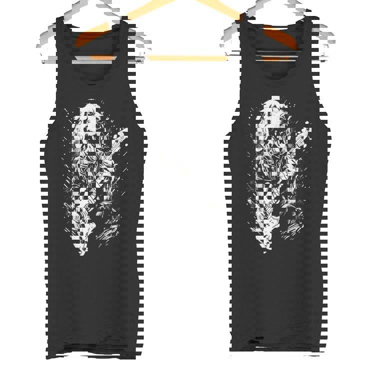 犬 演奏 ベース ギター シャツ 男性用 動物 ギターを弾く タンクトップ