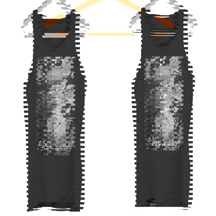 猫 モノクロ 写真 おしゃれ 可愛い 個性的 ハロウィン かぼちゃ タンクトップ