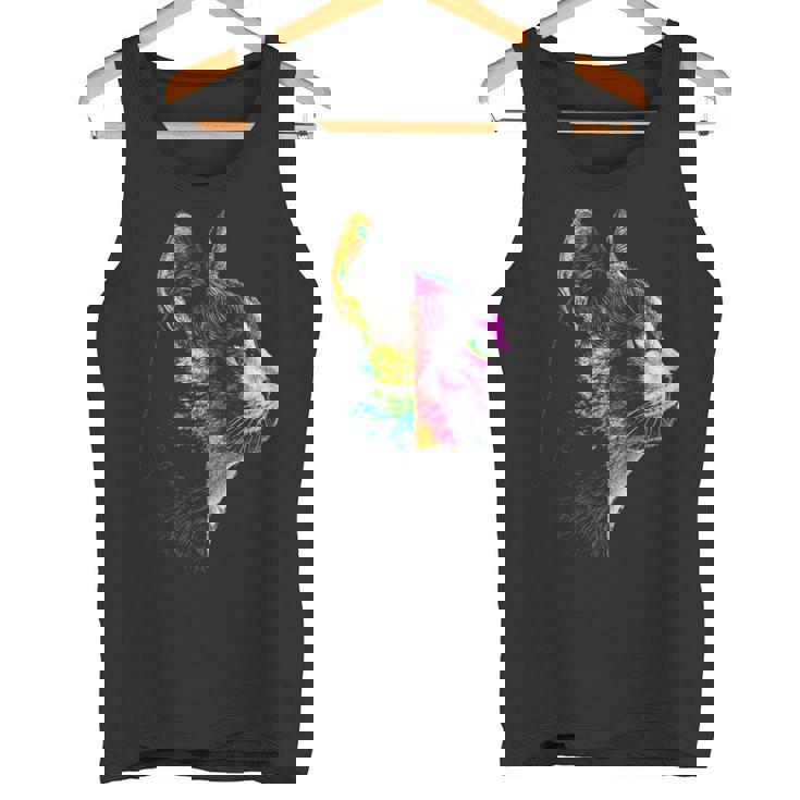 猫 動物 グラフィック アートワーク 猫 タンクトップ