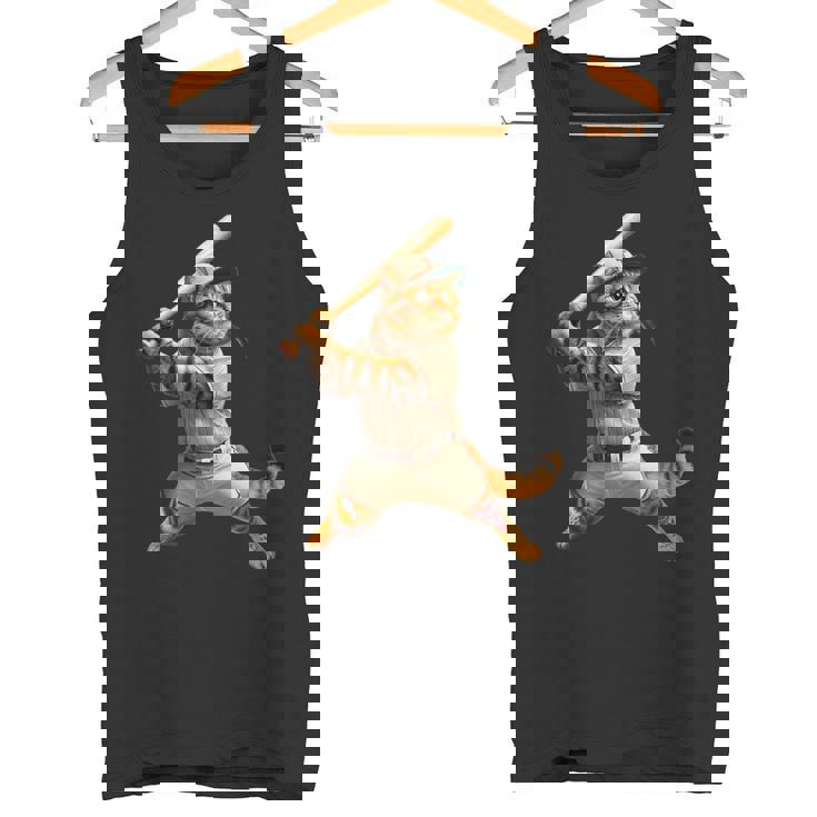 猫 面白いtシャツ 野球 ネコ ベースボール おもしろ 服 ネタ メンズ 野球部 おもしろグッズ 大人 子供 タンクトップ