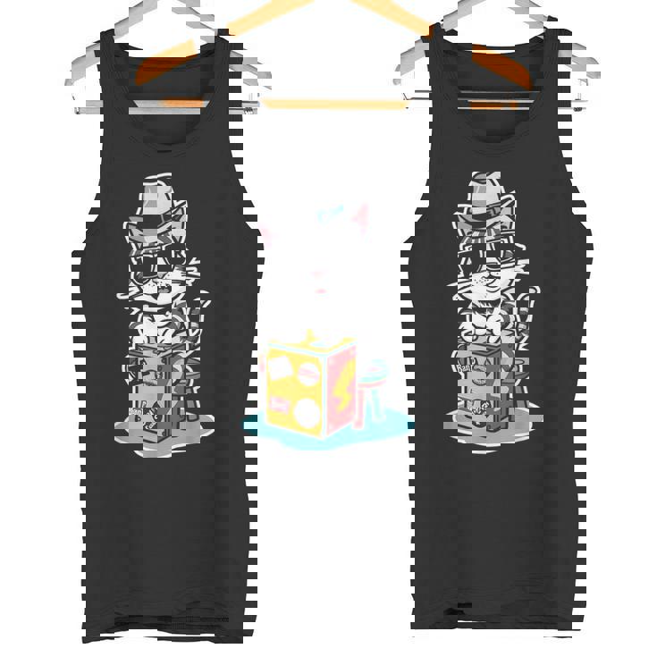 猫が奏でるカホン楽器 タンクトップ