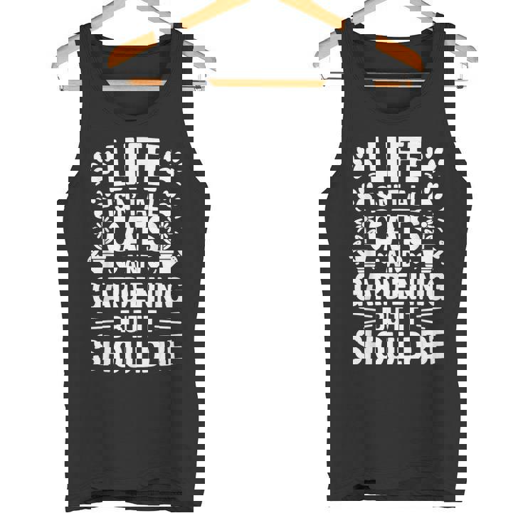 猫とガーデニング 庭師 おもしろガーデニング タンクトップ