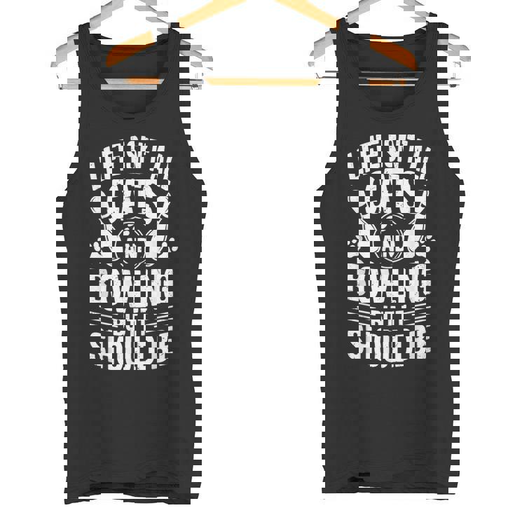 猫とボウリング 面白いボウラー ボウリング タンクトップ