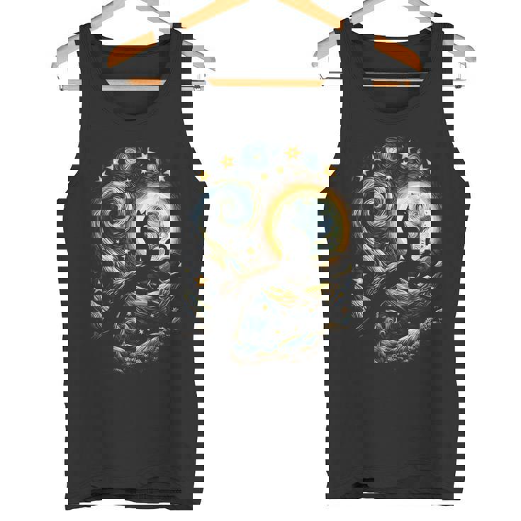 猫の星月夜 猫ヴァン・ゴッホ キャットアート キッズメンズ面白い猫 猫 タンクトップ