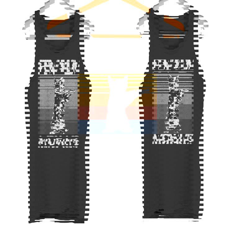 猫ビンテージpewpewpewマダファカス猫クレイジーピュー タンクトップ