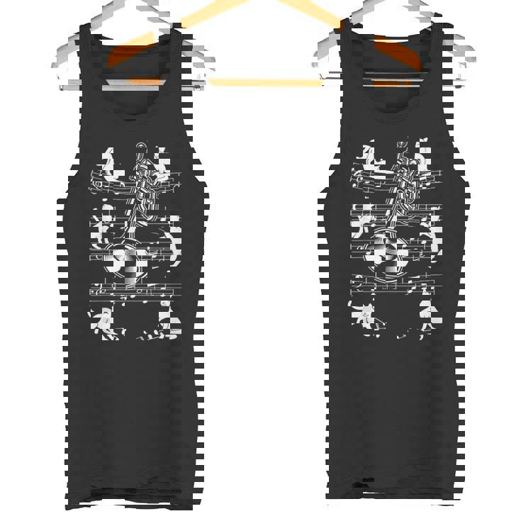 猫好きのトランペット奏者のためのトランペット猫 タンクトップ