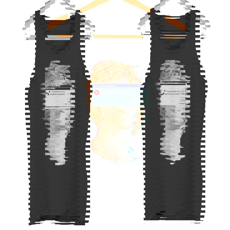 現実は曲がっている。エラーポップアップ付きの美的ギリシャ像 タンクトップ