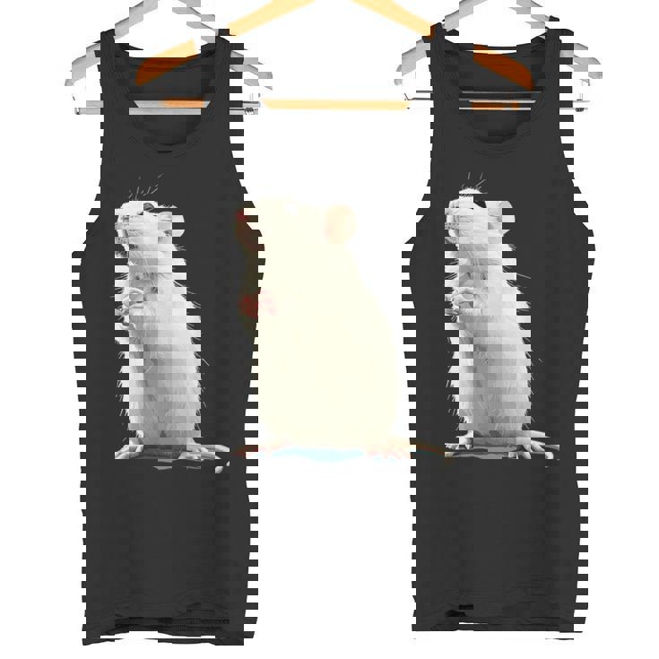 白いネズミが好きな人のための面白い見た目の白いネズミ タンクトップ