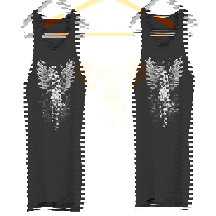 白いペガサス 大きな白い翼 面白いグラフィックtシャツ タンクトップ