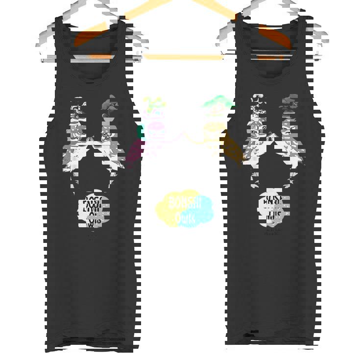 盆栽フクロウと宇宙盆栽フクロウ タンクトップ