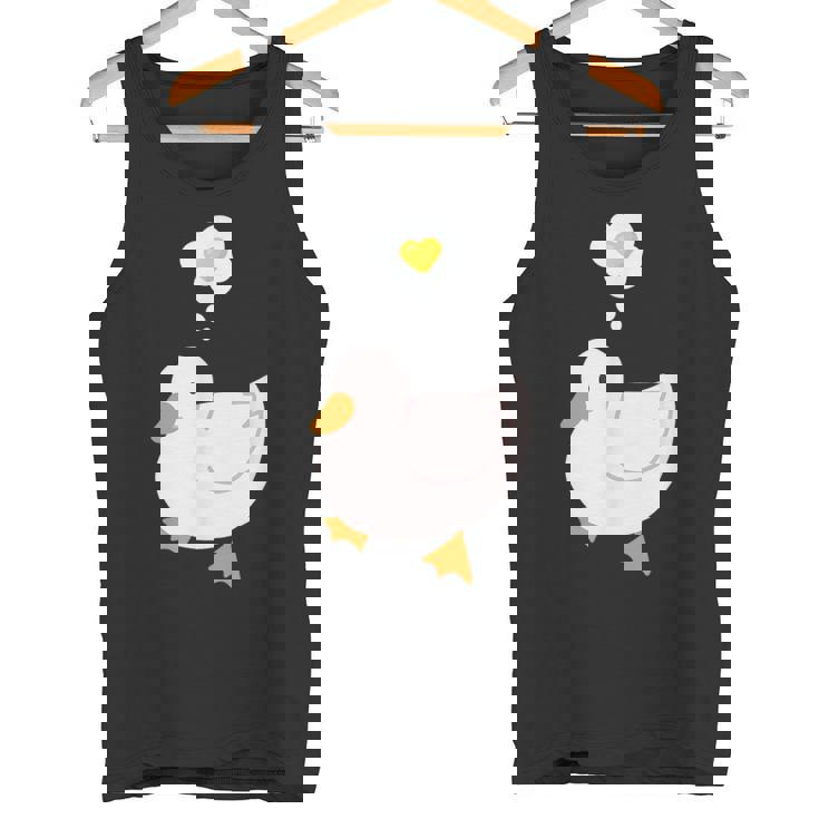 目玉焼きのハートがかわいいアヒル好きのデザイン。 タンクトップ
