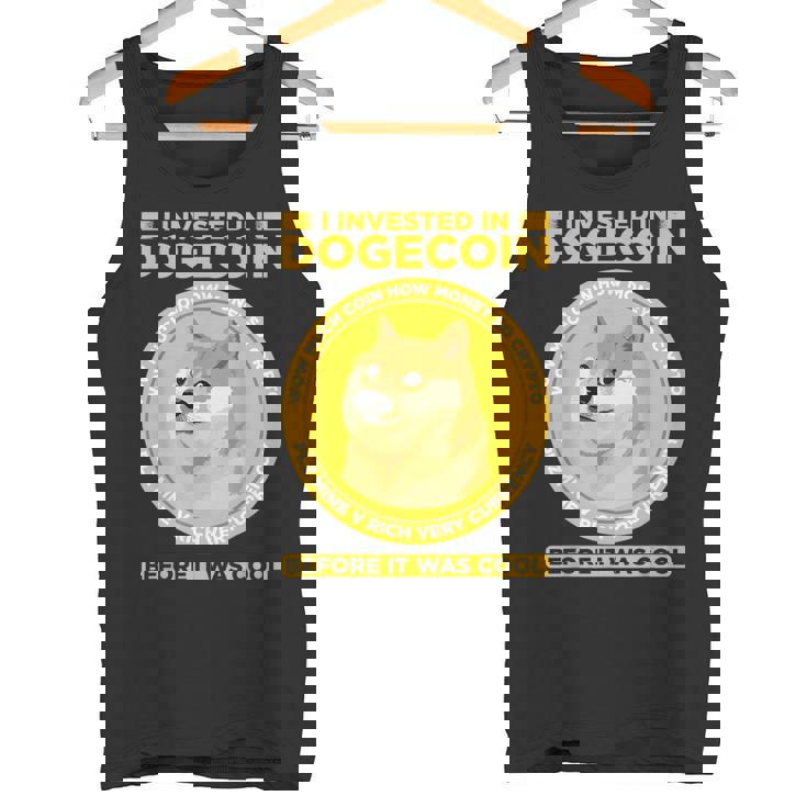 私は面白い暗号通貨のユーモアの前にドージコインに投資しました タンクトップ