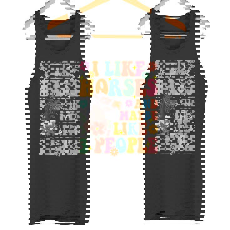 私は馬と3人が好きグルーヴィーな乗馬乗馬ライダー タンクトップ