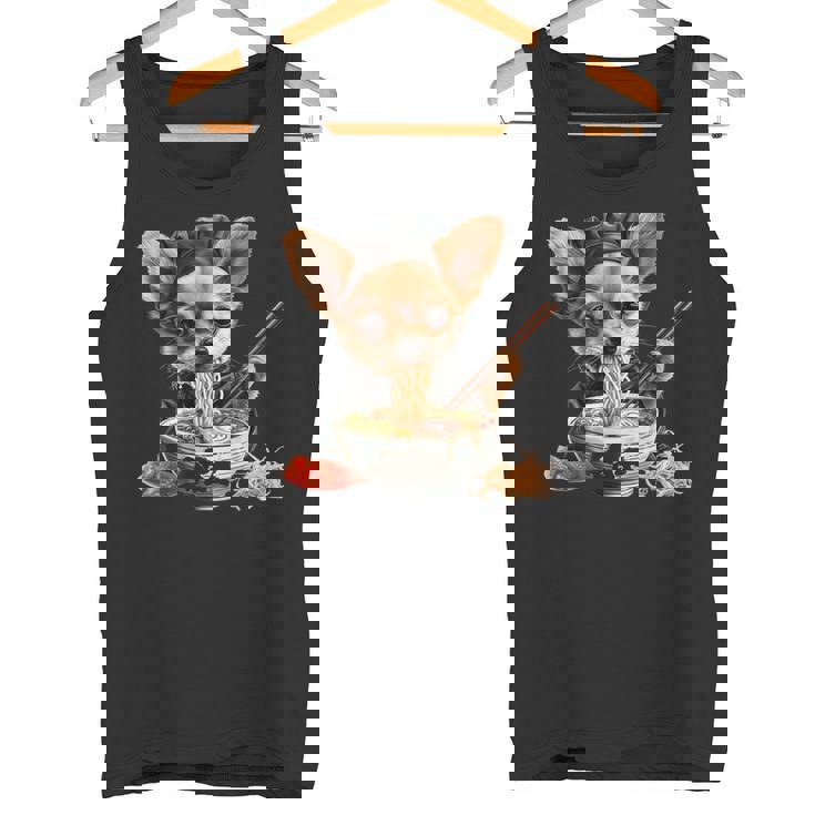 空手犬のチワワがラーメンを食べる、日本、面白いラーメン タンクトップ