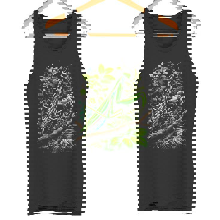 節足動物崇拝者 謎めいたカマキリ 水彩インク タンクトップ