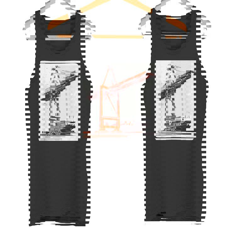 素晴らしいポートクレーン コンテナ船コスチューム タンクトップ