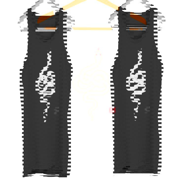 縁起の良い白蛇デザイン 幸運を願うお守り タンクトップ