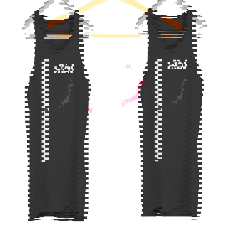 縦型日本国旗、文字「Japan」&シルエットマップ タンクトップ