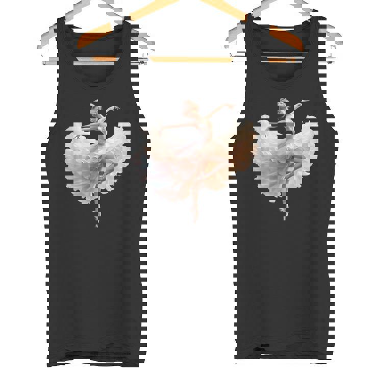 美しいバレリーナガール ダンシングバレエ水彩画 タンクトップ