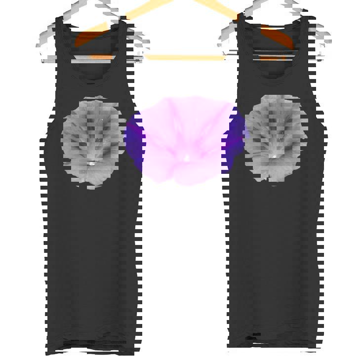 美しいパープルカラーの朝顔フラワーカットアウト タンクトップ