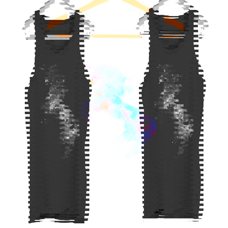 美的シルエット 夢のような宇宙 銀河 ユニコーン タンクトップ