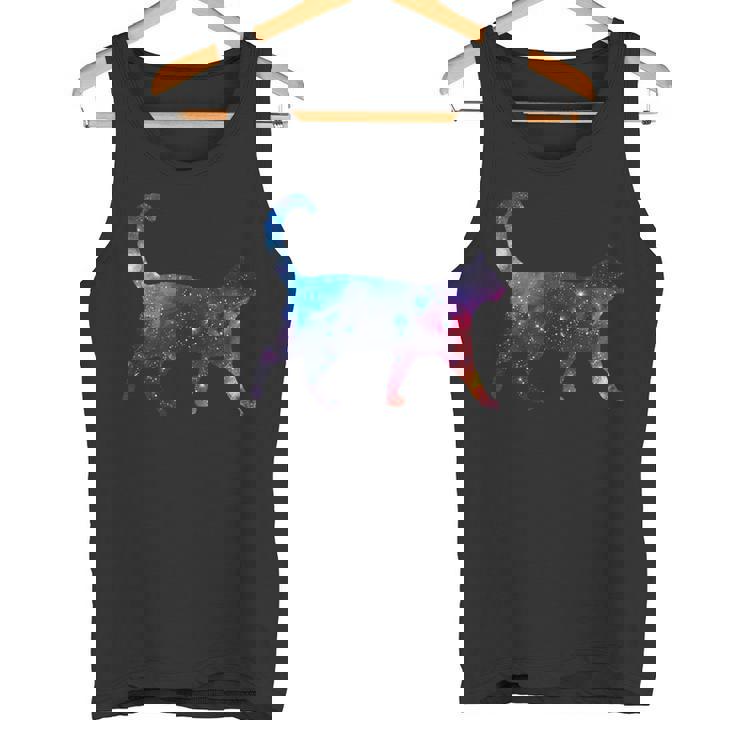 美的シルエット 星 宇宙 銀河 猫 タンクトップ