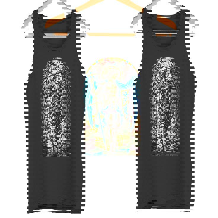 聖ミカエル大天使 – 聖なるステンドグラス – キリスト教 タンクトップ