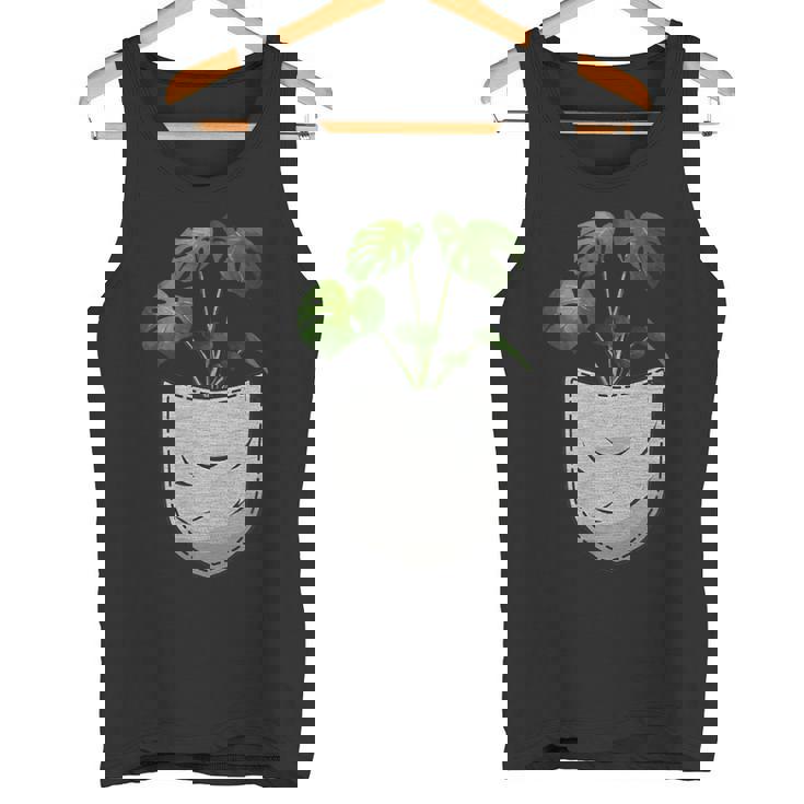 胸ポケットにモンステラ タンクトップ