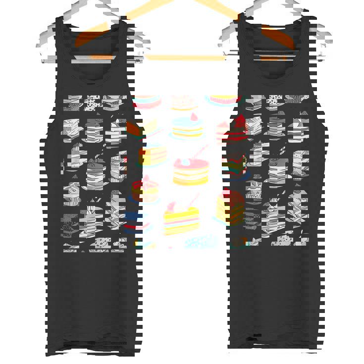 色鮮やかなケーキ柄 フーディー向け タンクトップ