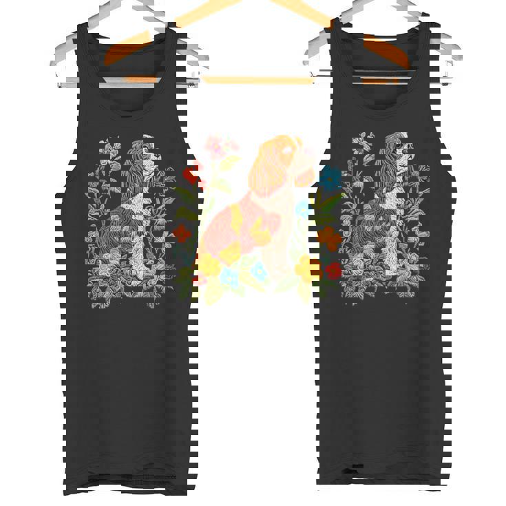 花柄 キャバリア王 チャールズ スパニエル キュート ママ 母の日 タンクトップ