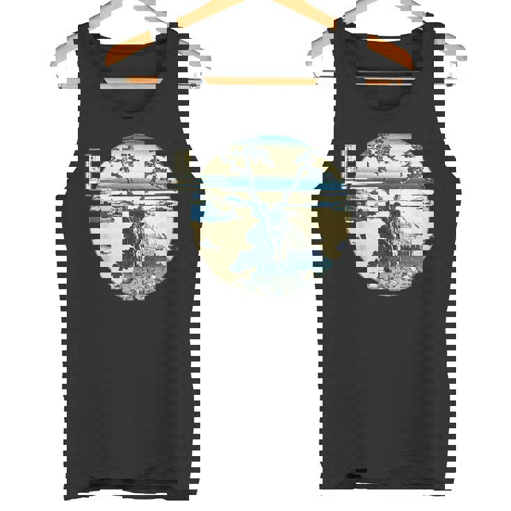 葛飾 北斎 信州諏訪湖 有名なヴィンテージアート スタイリッシュ タンクトップ