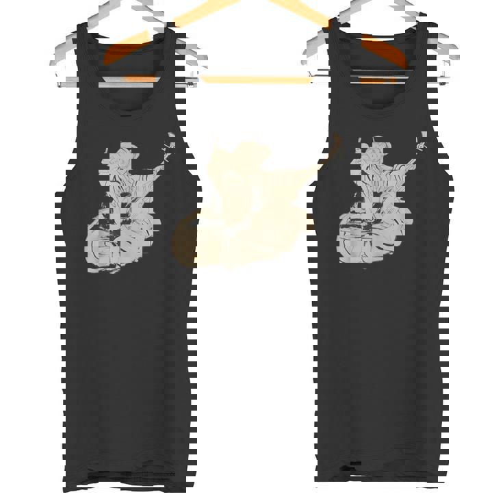 葛飾北斎作 三味線と座る女 タンクトップ