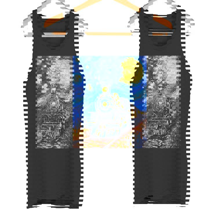 蒸気機関 蒸気機関車 ヴィンテージ ゴッホ 機関車 列車 タンクトップ