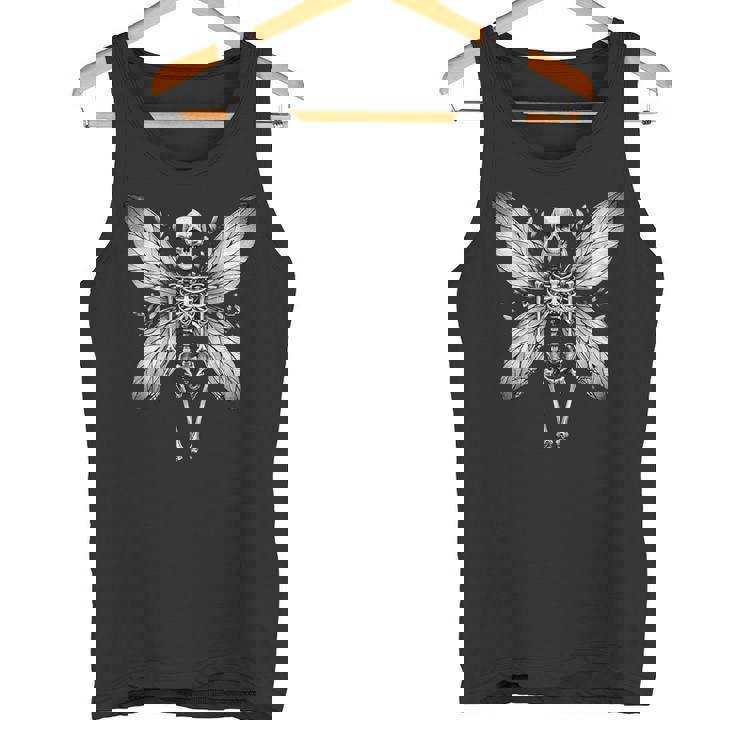 蝶の羽を持つスケルトンのイラスト タンクトップ